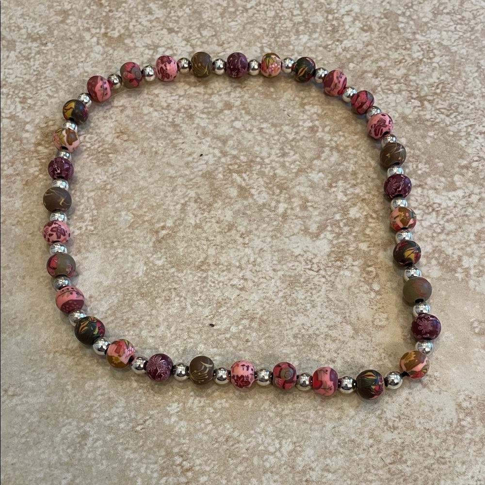 Elegant Pink and Brown Beaded Necklace
